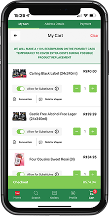 SPAR2U online delivery app checkout screen