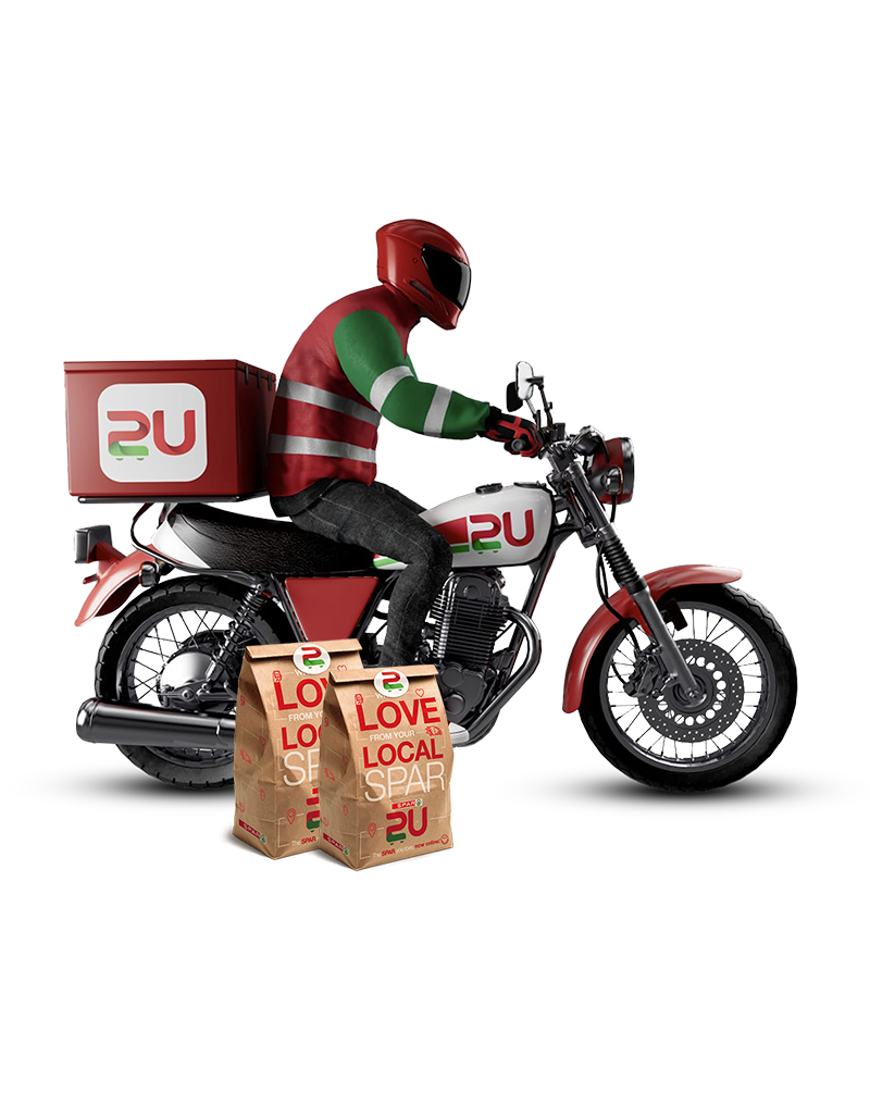 SPAR2U online delivery app, paper bag and electric delivery bike