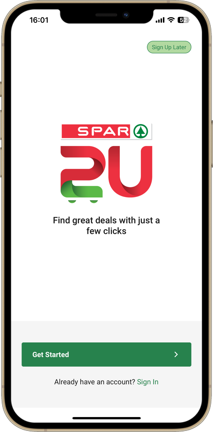Create an account screen